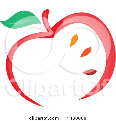 Clipart of a Red Apple and Seeds Design - Royalty Free Vector Illustration by Domenico Condello