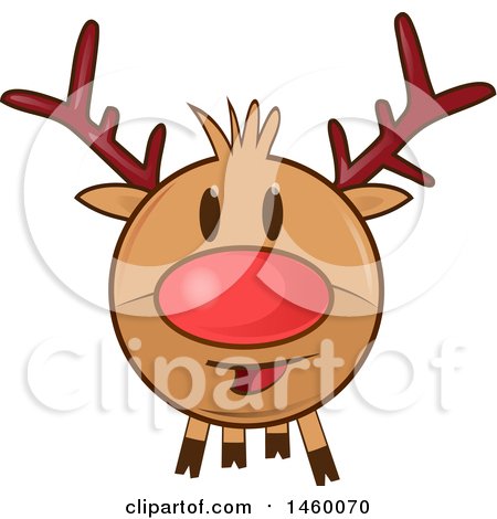 Clipart of a Christmas Reindeer with a Red Nose - Royalty Free Vector Illustration by Domenico Condello