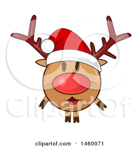 Clipart of a Christmas Reindeer Wearing a Santa Hat - Royalty Free Vector Illustration by Domenico Condello