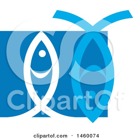 Clipart of a Blue and White Fish Design - Royalty Free Vector Illustration by Domenico Condello