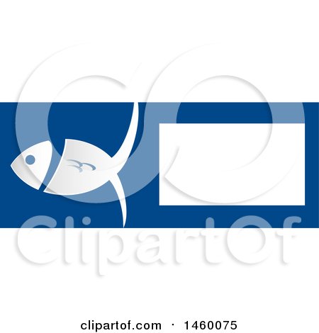 Clipart of a Blue and White Fish Banner with Text Space - Royalty Free Vector Illustration by Domenico Condello