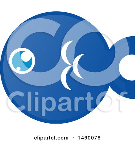 Clipart of a Chubby Round Blue Fish - Royalty Free Vector Illustration by Domenico Condello