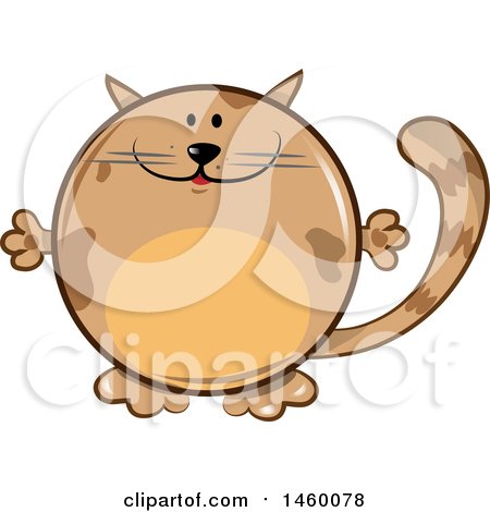 Clipart of a Cartoon Chubby Round Brown Cat - Royalty Free Vector Illustration by Domenico Condello