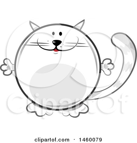Clipart of a Cartoon Chubby Round White Cat - Royalty Free Vector Illustration by Domenico Condello