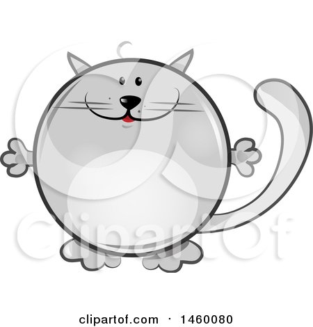 Clipart of a Cartoon Chubby Round Gray Cat - Royalty Free Vector Illustration by Domenico Condello
