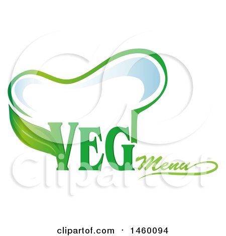 Clipart of a Chef Toque Hat with a Leaf and Veg Menu Text - Royalty Free Vector Illustration by Domenico Condello