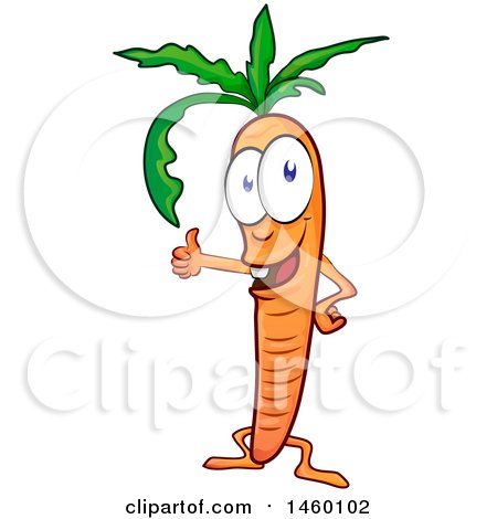 Clipart of a Cartoon Carrot Mascot Giving a Thumb up - Royalty Free Vector Illustration by Domenico Condello