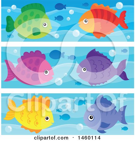 Clipart of Colorful Fish Borders - Royalty Free Vector Illustration by visekart