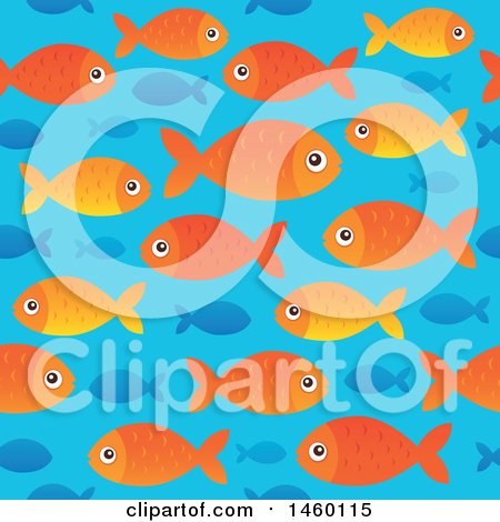 Clipart of a Seamless Background of Blue and Orange Fish - Royalty Free Vector Illustration by visekart