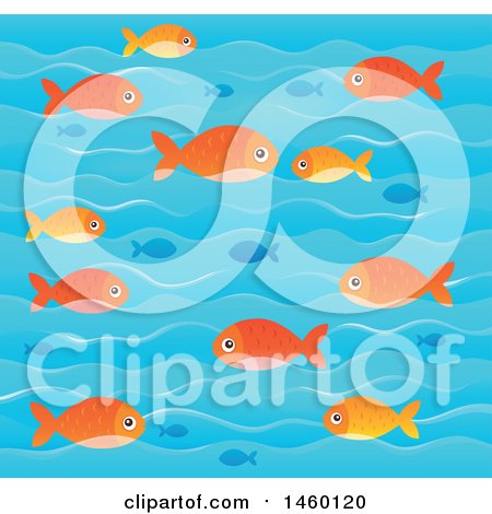 Clipart of a Background of Blue and Orange Fish - Royalty Free Vector Illustration by visekart