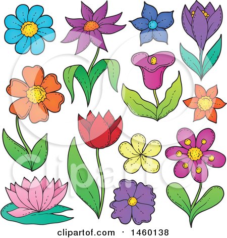 Clipart of Sketched Flowers - Royalty Free Vector Illustration by visekart