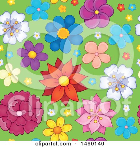 Clipart of a Seamless Flower Pattern - Royalty Free Vector Illustration by visekart
