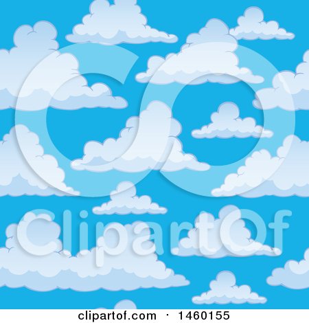 Clipart of a Background of Blue Sky with Puffy Clouds - Royalty Free Vector Illustration by visekart