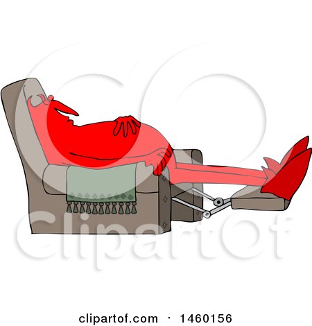 Clipart of a Chubby Red Devil Sleeping in a Recliner Chair - Royalty Free Vector Illustration by djart