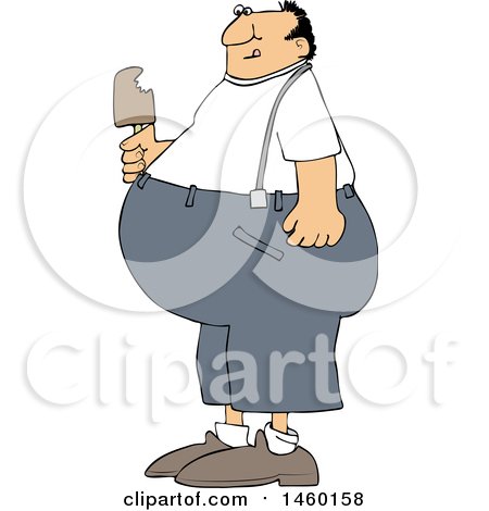 Clipart of a Cartoon Fat Man Eating Ice Cream - Royalty Free Vector Illustration by djart