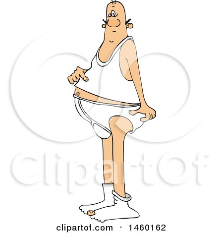 Clipart of a Chubby White Man in His Underwear, with a Hole in His Sock - Royalty Free Vector Illustration by djart