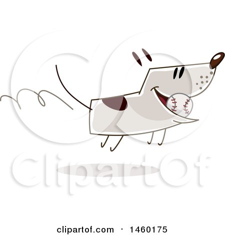 Clipart of a Happy Dog Running with a Baseball - Royalty Free Vector Illustration by yayayoyo