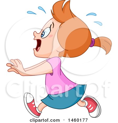 Clipart of a Terrified Girl Running - Royalty Free Vector Illustration by yayayoyo