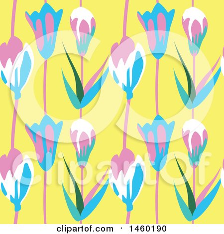 Clipart of a Background of Tulip Flowers - Royalty Free Vector Illustration by Frisko