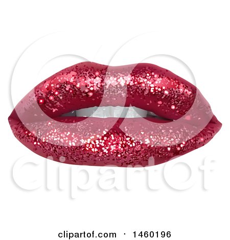 Clipart of a Womans Mouth with Dark Sparkly Glitter Lipstick - Royalty Free Vector Illustration by dero