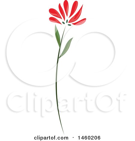 Clipart of a Red Flower - Royalty Free Vector Illustration by Cherie Reve