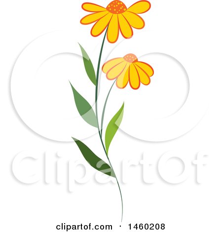 Clipart of a Plant with Daisy Flowers - Royalty Free Vector Illustration by Cherie Reve