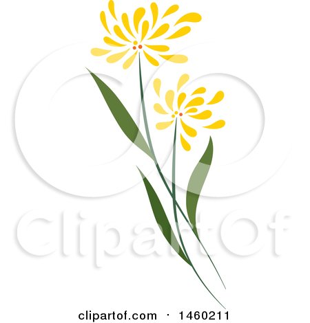 Clipart of a Plant with Yellow Flowers - Royalty Free Vector Illustration by Cherie Reve