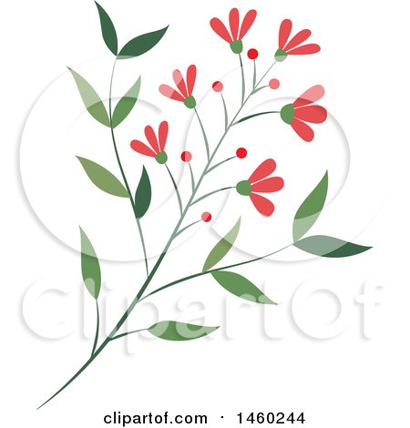 Clipart of a Branch with Berries and Flowers - Royalty Free Vector Illustration by Cherie Reve