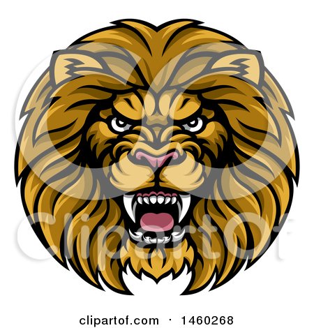 Clipart of a Tough Male Lion Head Mascot - Royalty Free Vector Illustration by AtStockIllustration