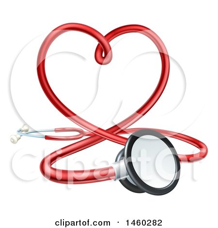 Clipart of a 3d Medical Stethoscope Forming a Red Love Heart - Royalty Free Vector Illustration by AtStockIllustration