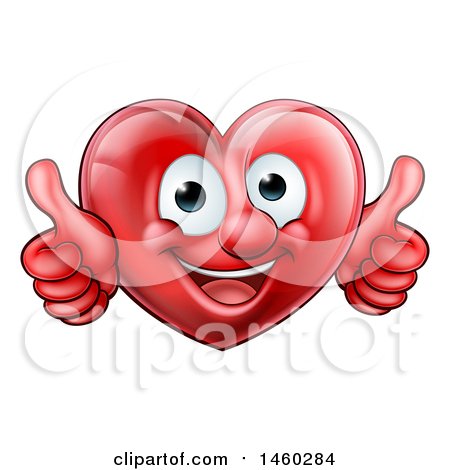 Clipart of a Happy Red Love Heart Character Giving Two Thumbs up - Royalty Free Vector Illustration by AtStockIllustration