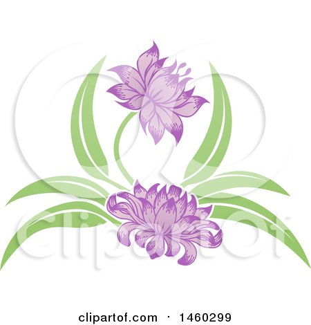 Clipart of a Purple Blooming Flower - Royalty Free Vector Illustration by AtStockIllustration