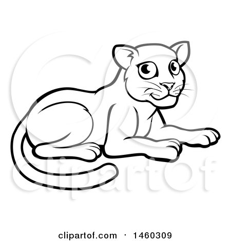 Clipart of a Black and White Resting Leopard - Royalty Free Vector Illustration by AtStockIllustration