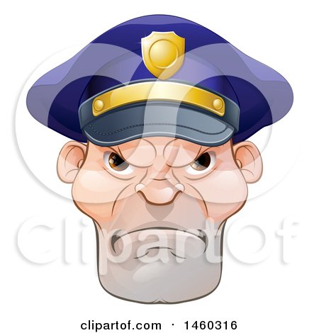 Clipart of a Tough and Angry White Male Police Officer - Royalty Free Vector Illustration by AtStockIllustration