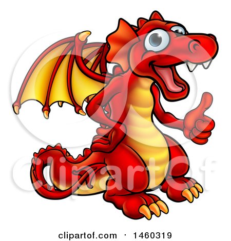 Clipart of a Cartoon Red Dragon Giving a Thumb up - Royalty Free Vector Illustration by AtStockIllustration