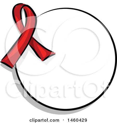 Clipart of a Blank Round Label with a Red Awareness Ribbon - Royalty Free Vector Illustration by BNP Design Studio