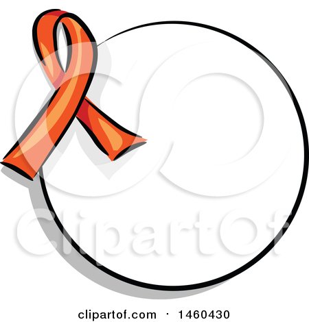 Clipart of a Blank Round Label with an Orange Awareness Ribbon - Royalty Free Vector Illustration by BNP Design Studio