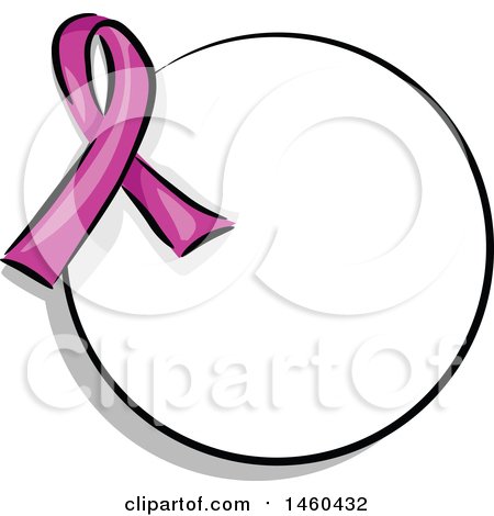 Clipart of a Blank Round Label with a Purple Awareness Ribbon - Royalty Free Vector Illustration by BNP Design Studio