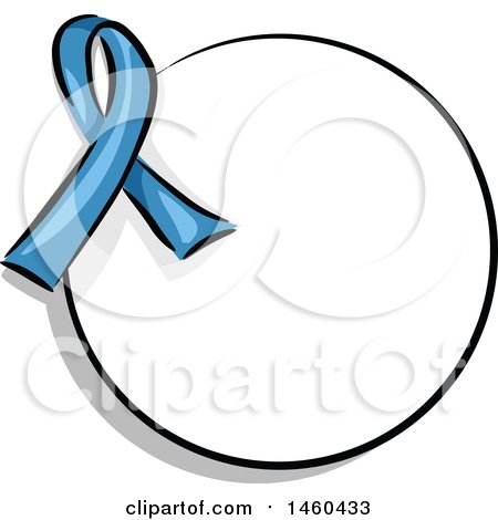 Clipart of a Blank Round Label with a Blue Awareness Ribbon - Royalty Free Vector Illustration by BNP Design Studio