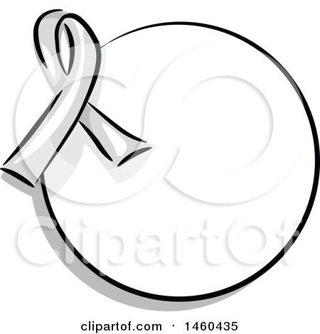 Clipart of a Blank Round Label with a White Awareness Ribbon - Royalty Free Vector Illustration by BNP Design Studio