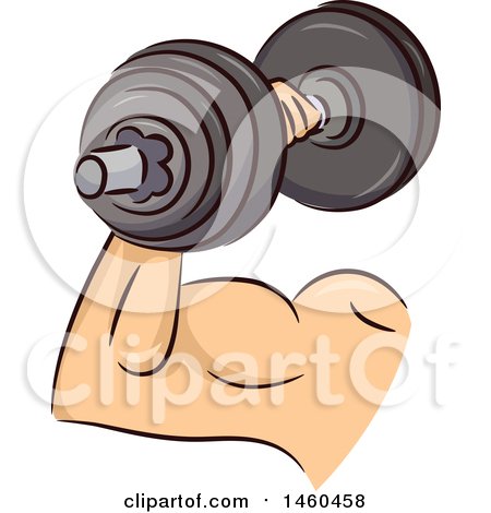 Clipart of a Strong Mans Arm with a Dumbbell - Royalty Free Vector Illustration by BNP Design Studio