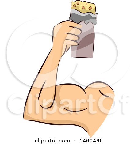 Clipart of a Strong Mans Arm with a Protein Bar - Royalty Free Vector Illustration by BNP Design Studio