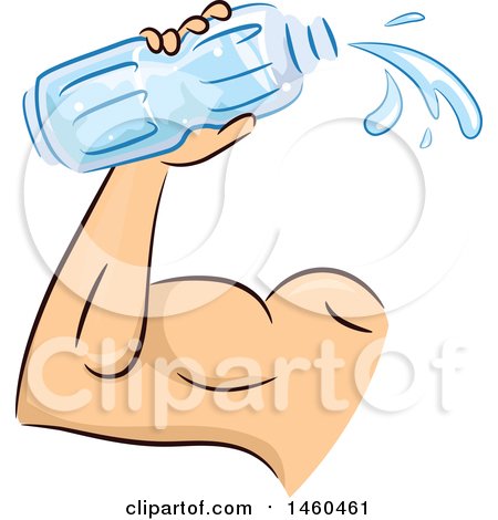 Clipart of a Strong Mans Arm with a Water Bottle - Royalty Free Vector Illustration by BNP Design Studio