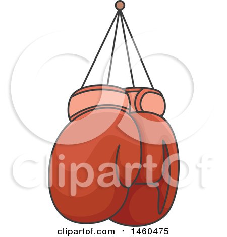 Clipart of Hanging Red Boxing Gloves - Royalty Free Vector Illustration by BNP Design Studio