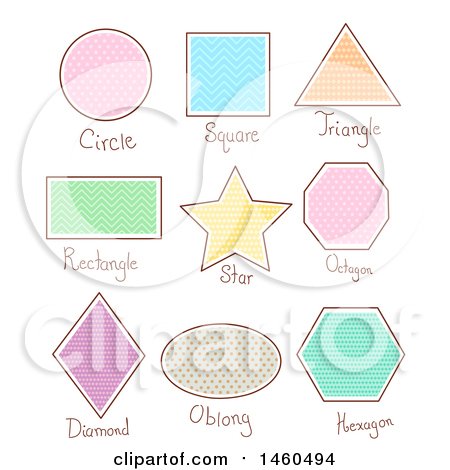 Clipart of Basic Geometric Shapes like Circle, Square, Triangle, Rectangle, Star, Octagon, Diamond, Oblong and Hexagon - Royalty Free Vector Illustration by BNP Design Studio