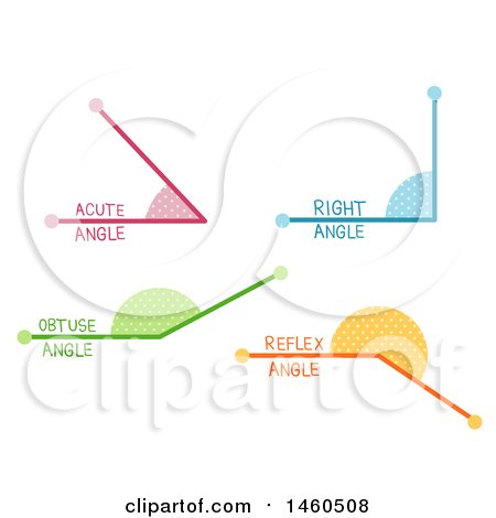 Clipart of Acute, Right, Obtuse and Reflex Angles in Different Colors - Royalty Free Vector Illustration by BNP Design Studio