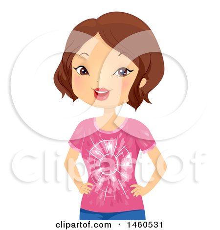 Clipart of a Woman Wearing a Tie Dye T Shirt - Royalty Free Vector Illustration by BNP Design Studio