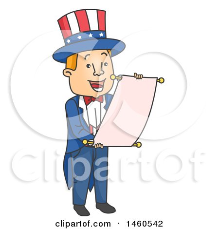 Clipart of a Cartoon Uncle Sam Reading an Announcement - Royalty Free Vector  Illustration by BNP Design Studio #1460542