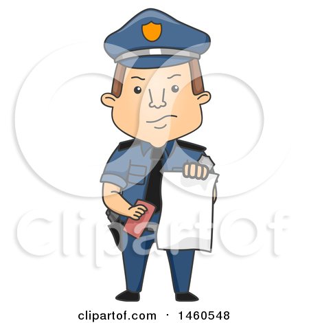 Clipart of a Cartoon Caucasian Police Man Issuing a Ticket - Royalty Free Vector Illustration by BNP Design Studio