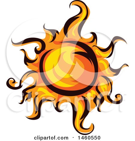 Clipart of a Fiery Sun - Royalty Free Vector Illustration by BNP Design Studio